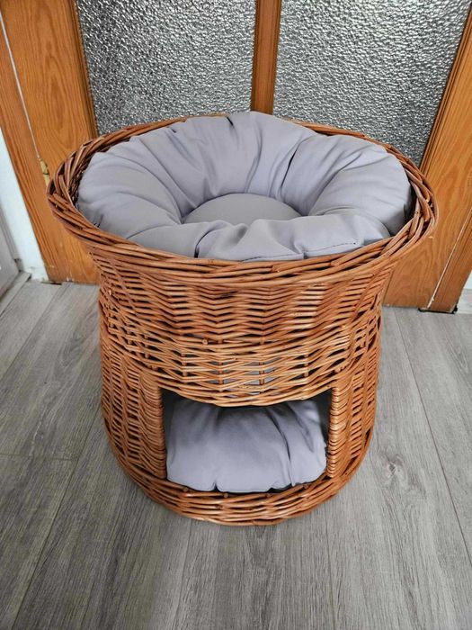Wiklinowa budka dla kota domek psa legowisko 52 cm x 37 cm