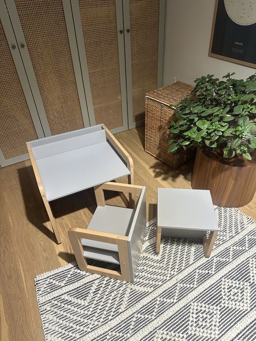 Stoliki dla dzieci, krzeselko, taboret, zestaw mebli 8 w 1 Montessori