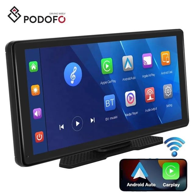 Rádio automóvel portátil sem fios 7-32V android auto e Carplay SELADO