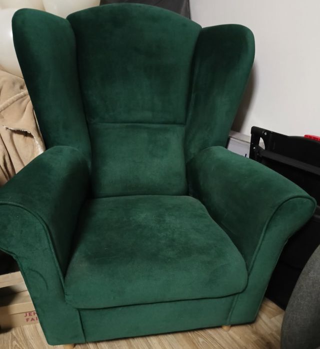 Fotel uszak butelkowa zieleń