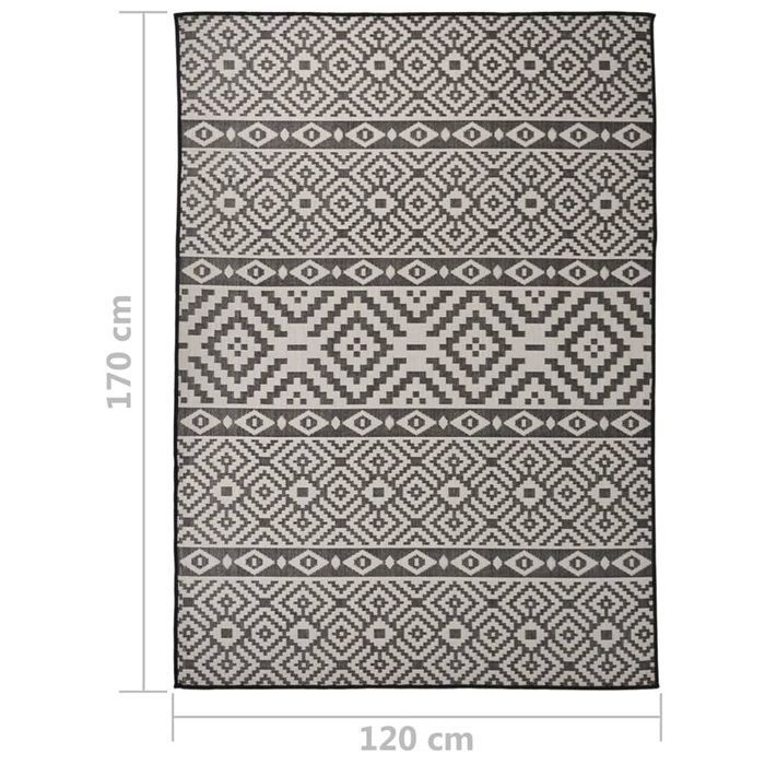 Vidaxl Dywan Zewnętrzny O Płaskim Splocie, 120X170 Cm, Czarne Pasy