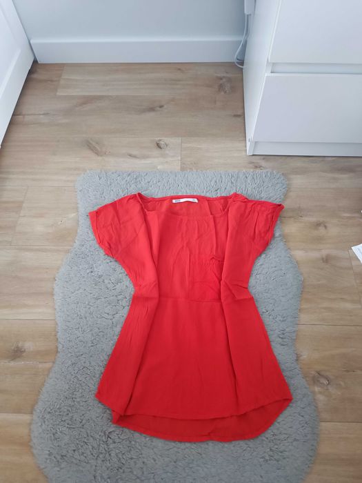 Bluzka damska T-Shirt satynowy pomarańczowy r XS