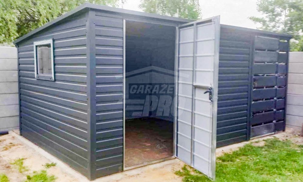 Schowek Domek Ogrodowy 4x2,5 + Wiata 1,5m 2x Drzwi Okno Dach GP435