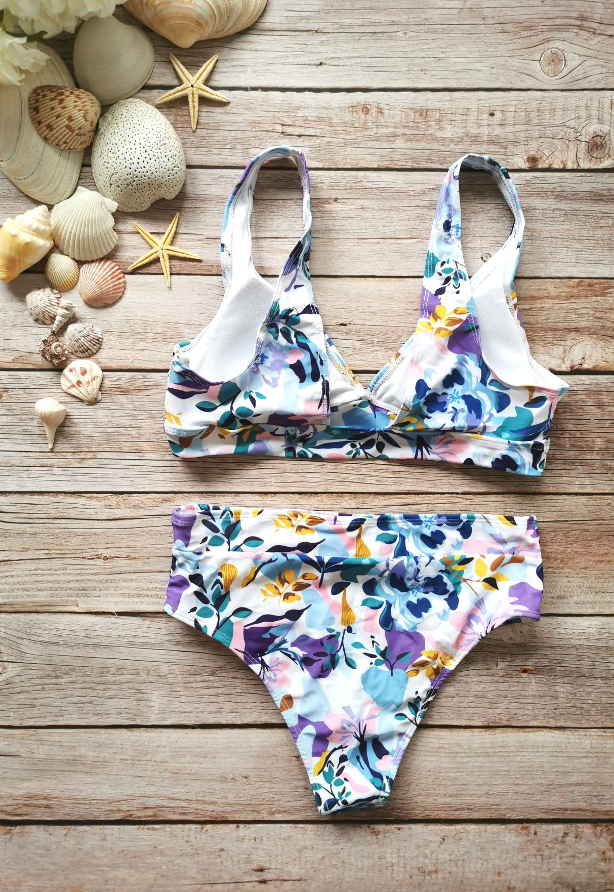 Pastelowy kostium w kwiaty bikini S/M