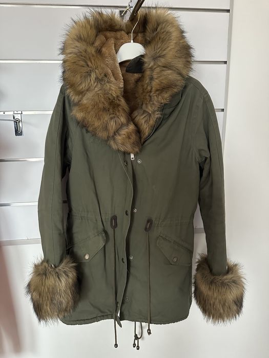 Kurtka parka plaszcz futro futerko khaki misiek