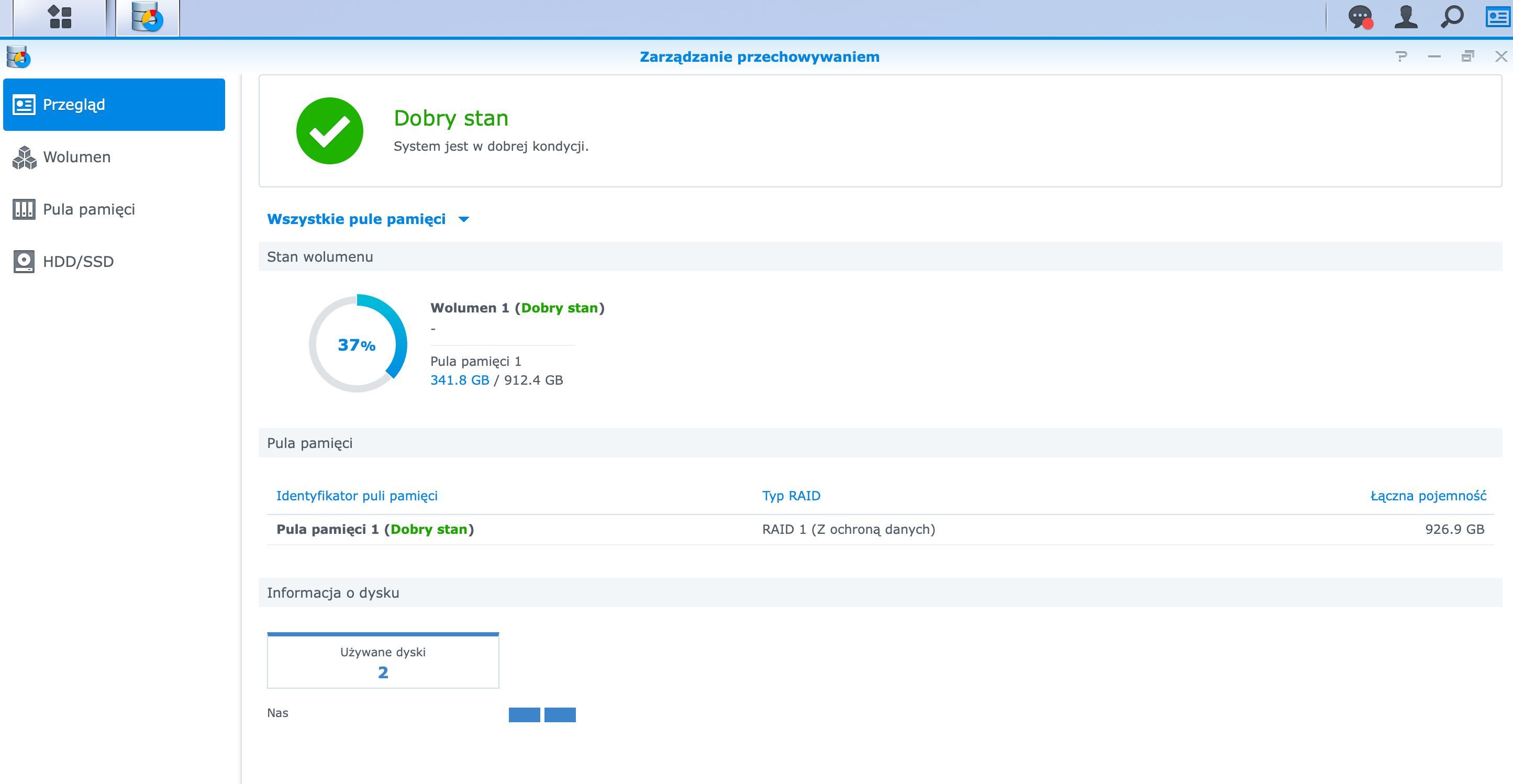 Dysk sieciowy, NAS, serwer, Synology DS211j, Dysk 2x 1TB Seagate.