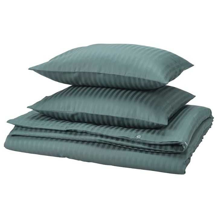 IKEA NATTJASMIN komplet pościeli 200x200 niebieskozielony