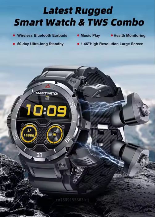GT100 Pro — смарт-годинник із вбудованими TWS-навушниками (“2 в 1”)