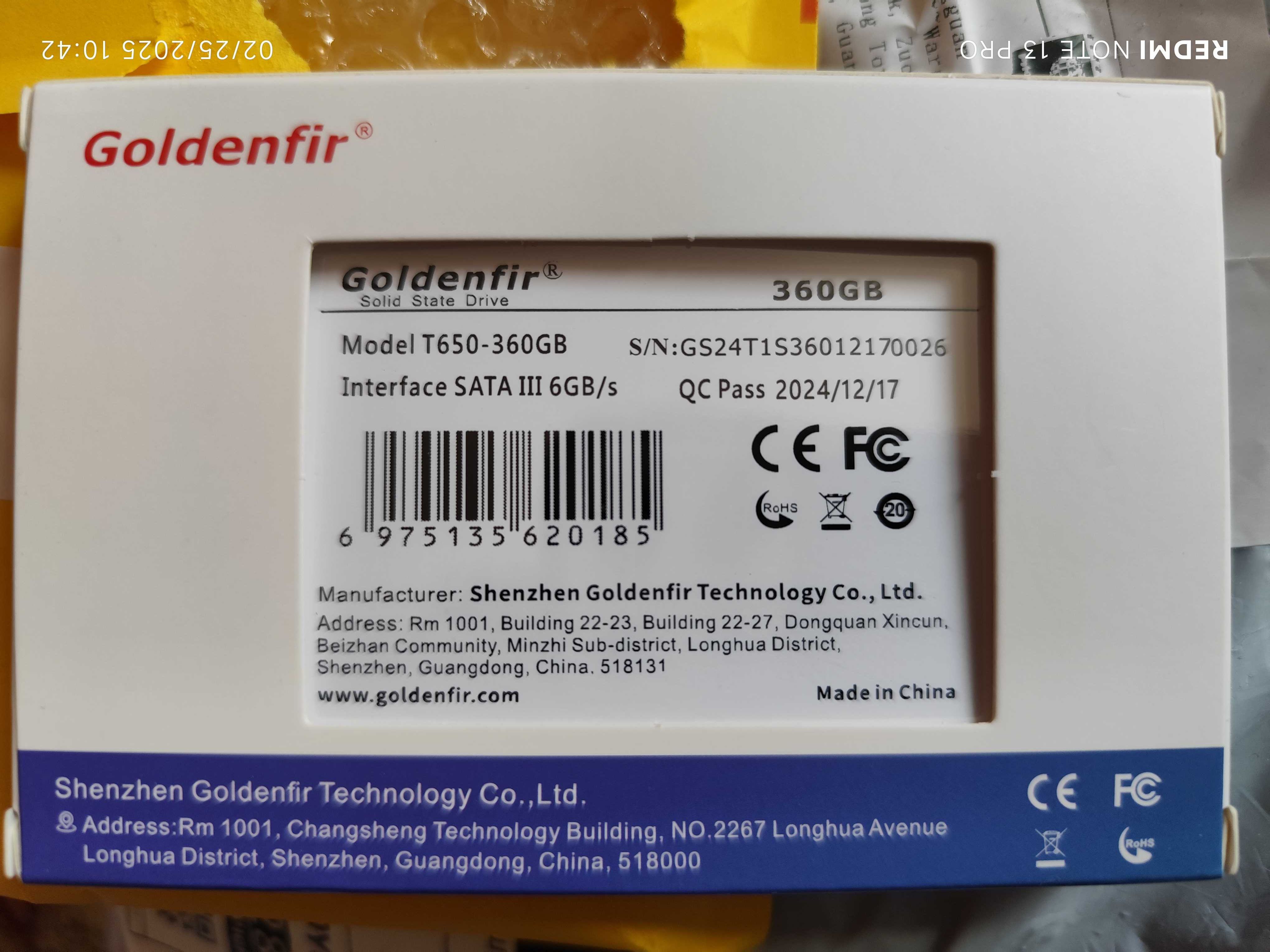 Продам ssd 360gb Goldenfir
