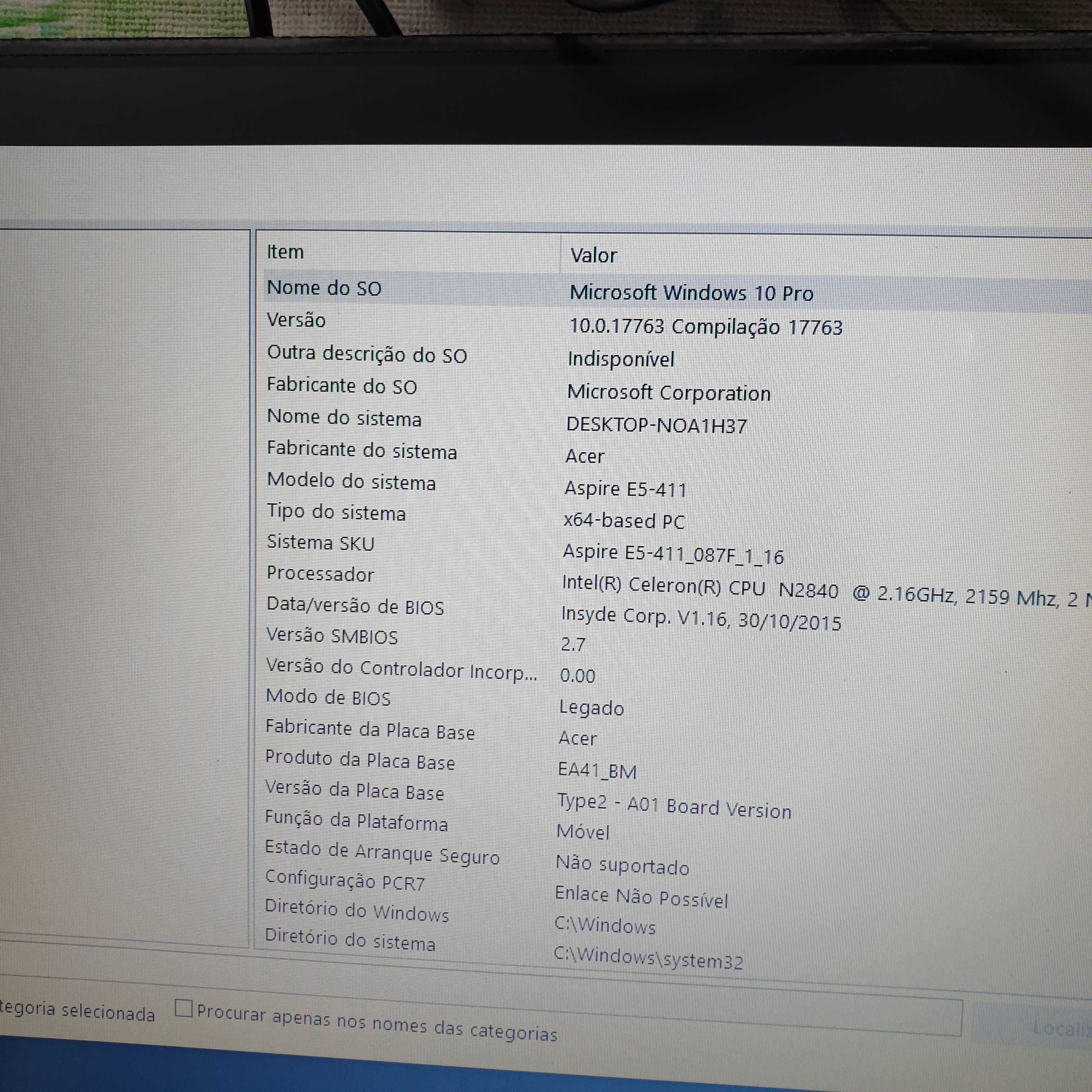 motherboard acer E5-411 processador N2840 testada sem anomalia