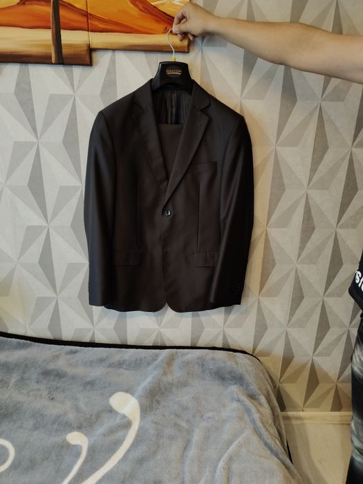 Garnitur slim Maurice Olbert - grafitowy w paski - 176cm