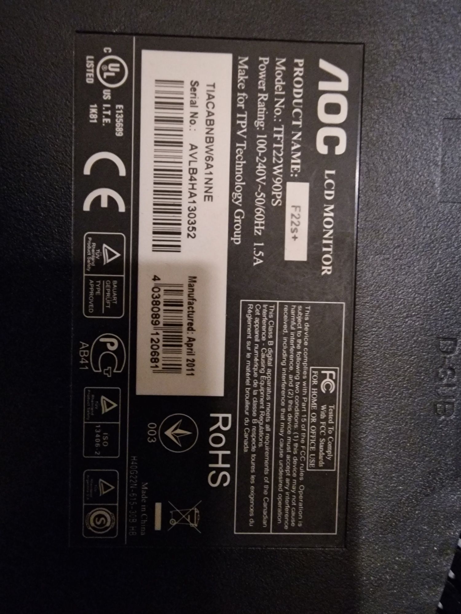 Monitor AOC opis!
