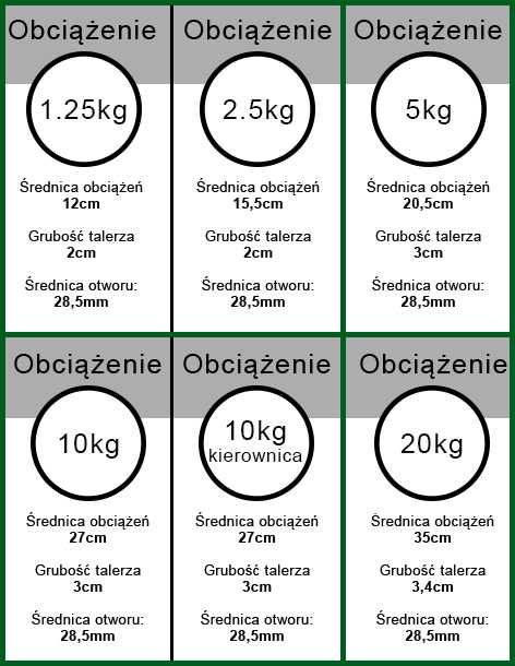 Obciążenie żeliwne 10kg 4 talerze po 2,5kg 28mm zestaw WRO