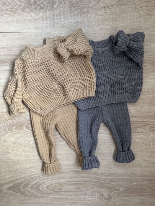 Костюм бежевий вʼязаний плетений 56 см