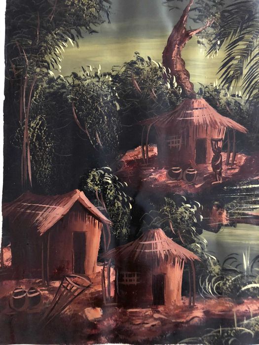 Tela paisagem Angola - pintura a óleo assinada (2003)