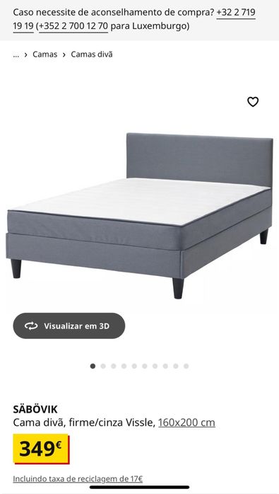 Cama completa Sabovik com Colchão Ikea 160x200 ou apenas colchao