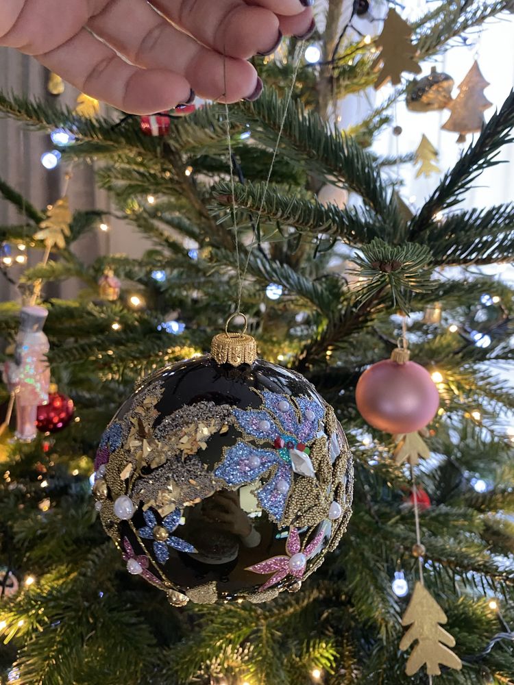 Szklana duża bombka ręcznie malowana 10 cm
