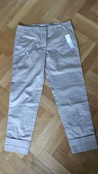 Nowe satynowe bawełniane beżowe spodnie Stefanel r. 42