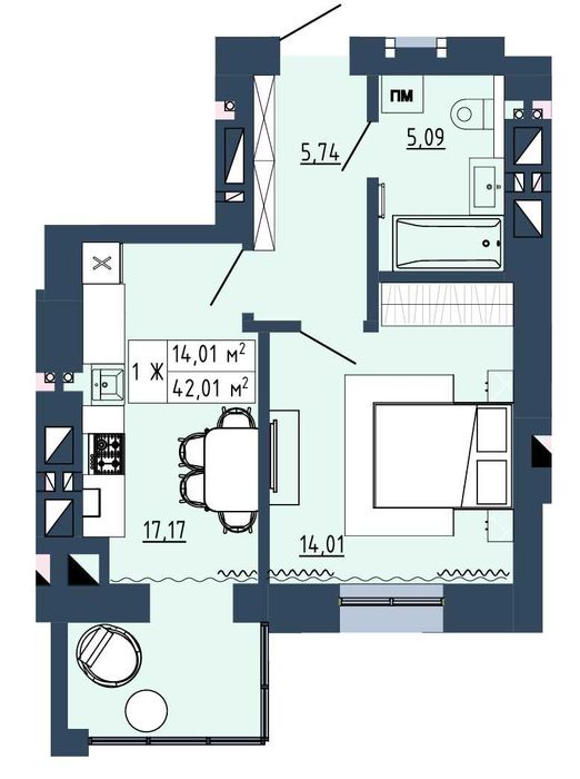 1 кімнатна квартира ЖК ГАРМОНІЯ