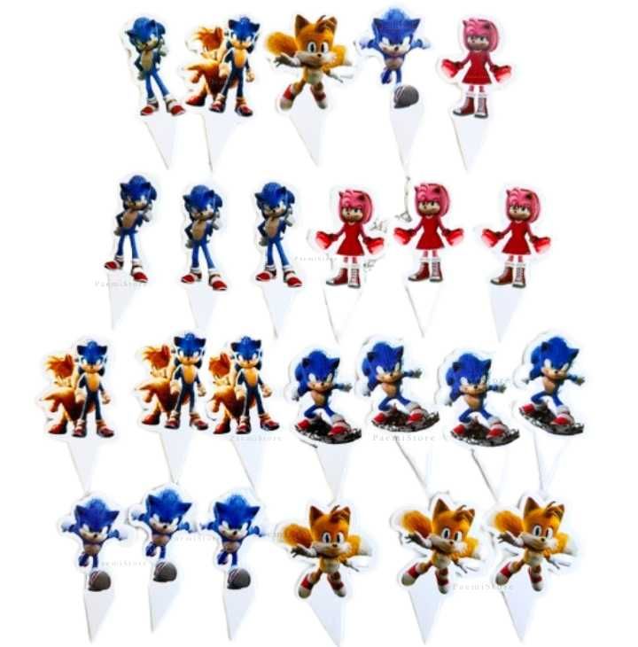 Toppery na tort babeczki Sonic the Hedgehog Knuckles Tails Shadow