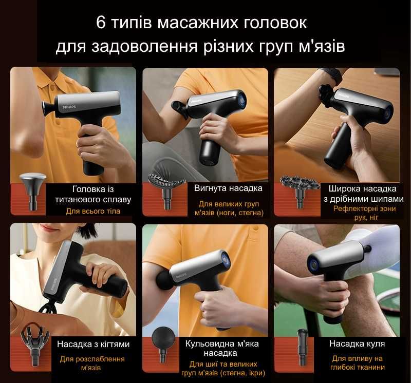 Ручной массажер Philips Fascial Gun (перкусионный массажер для спорта)