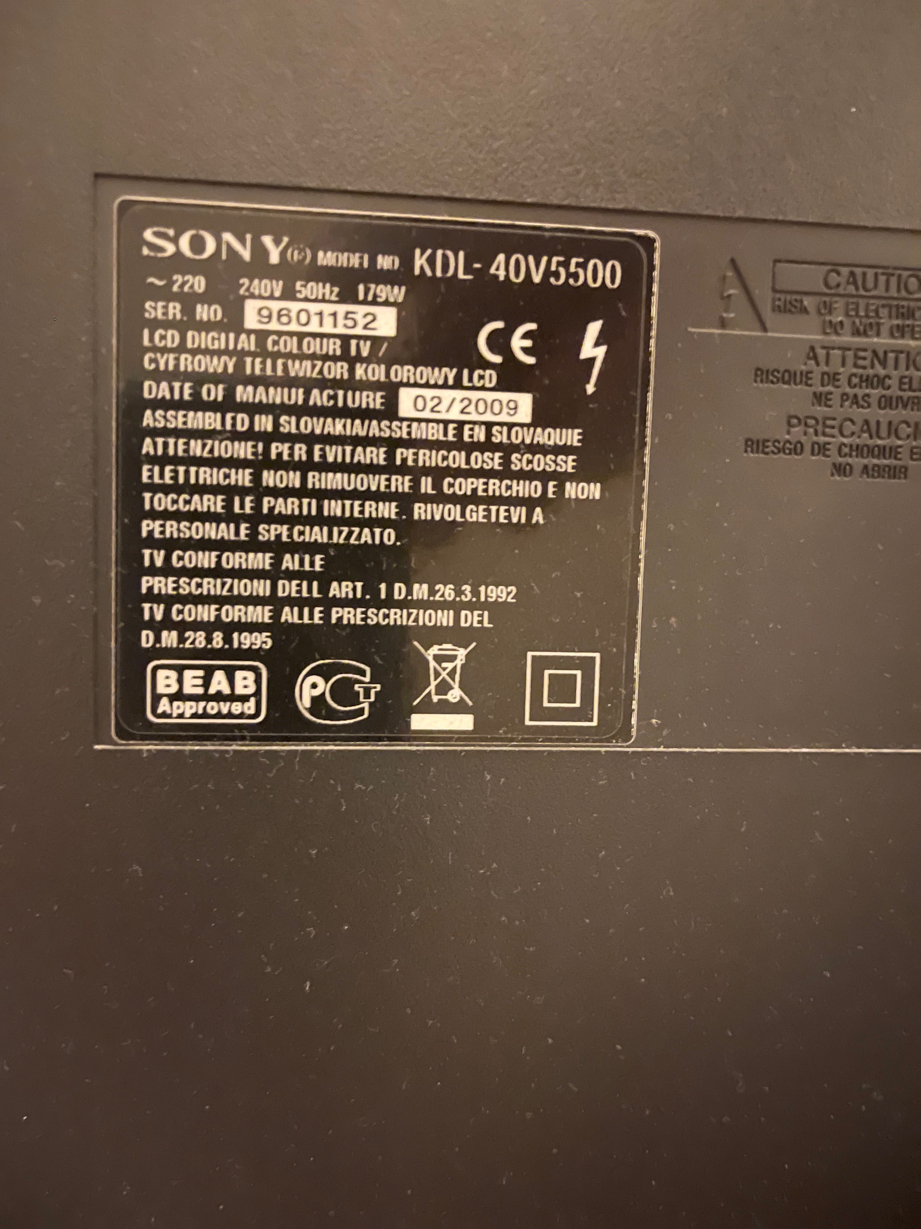 Sony Bravia LCD 40 cali KDL-40v5500