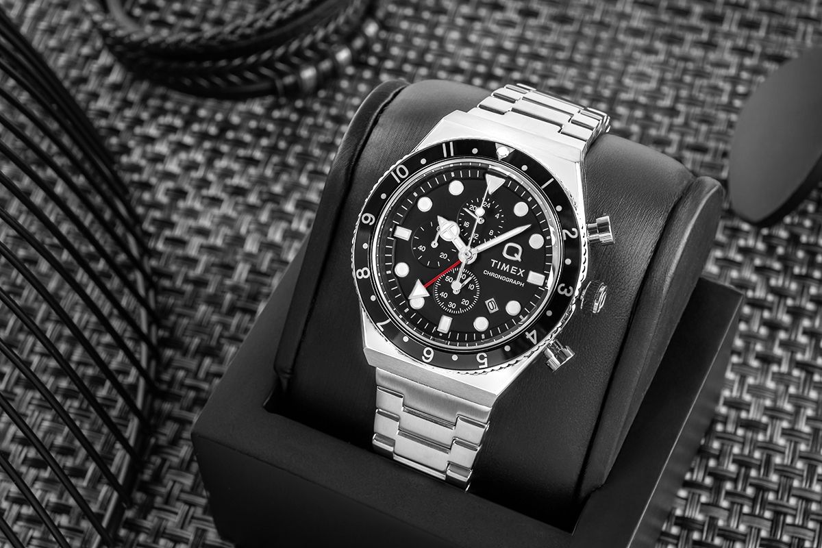 zegarek męski timex q timex 3-time zone chronograph tw2v69800 + box