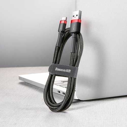 Baseus nylonowy kabel przewód USB / USB-C QC3.0 2A 2M czarno-czerwony