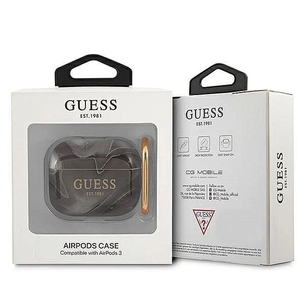 Etui Guess Marble Collection na AirPods 3 - czarne