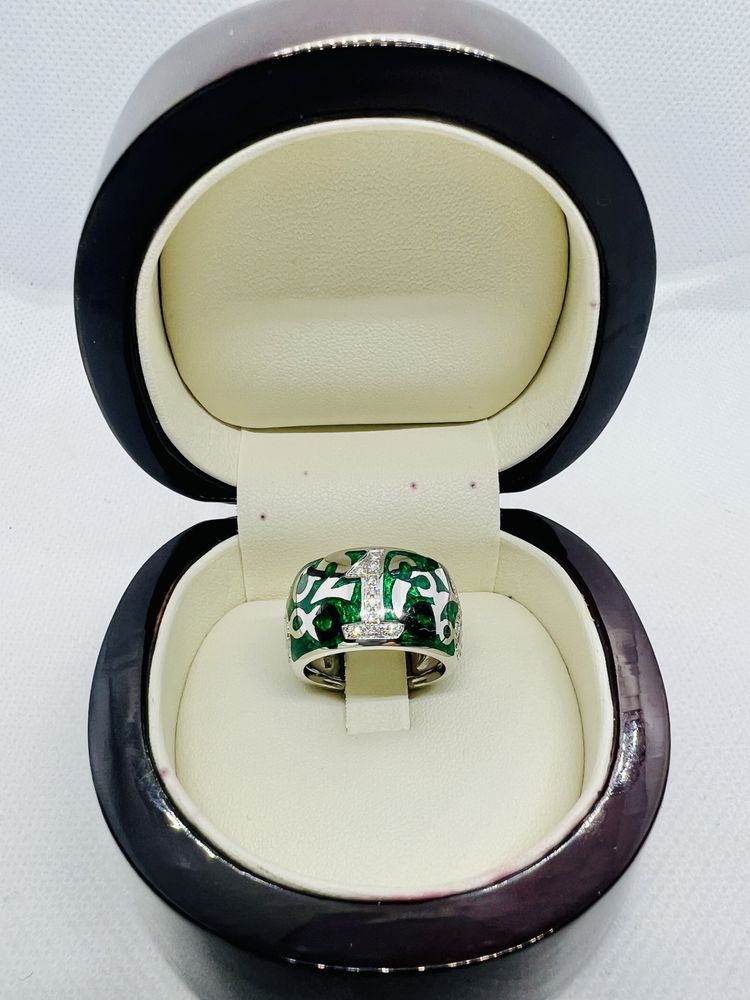 Золота каблучка FRANCK MULLER з діамантами 0.60 карат. Емаль. Оригінал