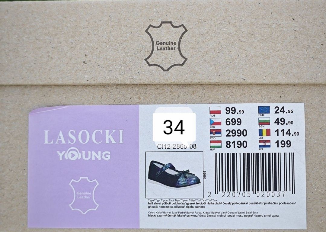 Pantofle/lakierki dla dziewczynki Lasocki, 34