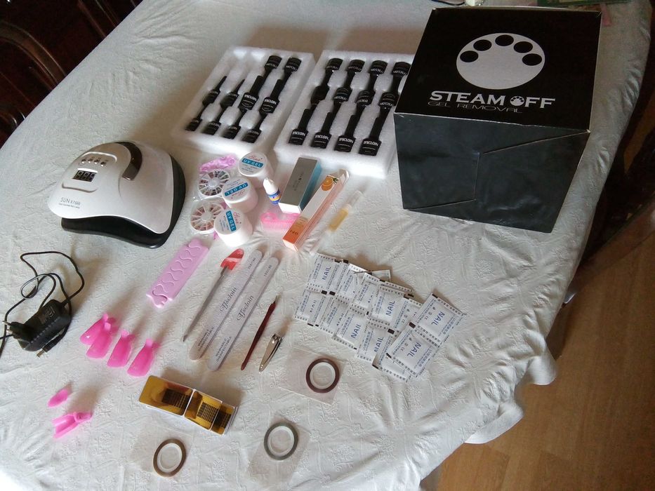 KIT conjunto pra fazer verniz gel +maquina REMOVER verniz a vapor novo