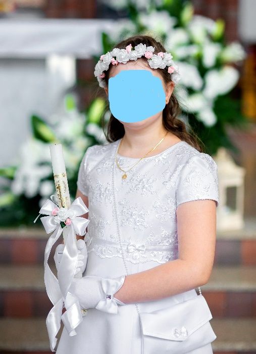 Sukienka komunijna torebka wianek bransoletka