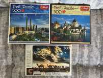 Puzzle 500 elementów - 3 komplety m.in Trefl - kompletne