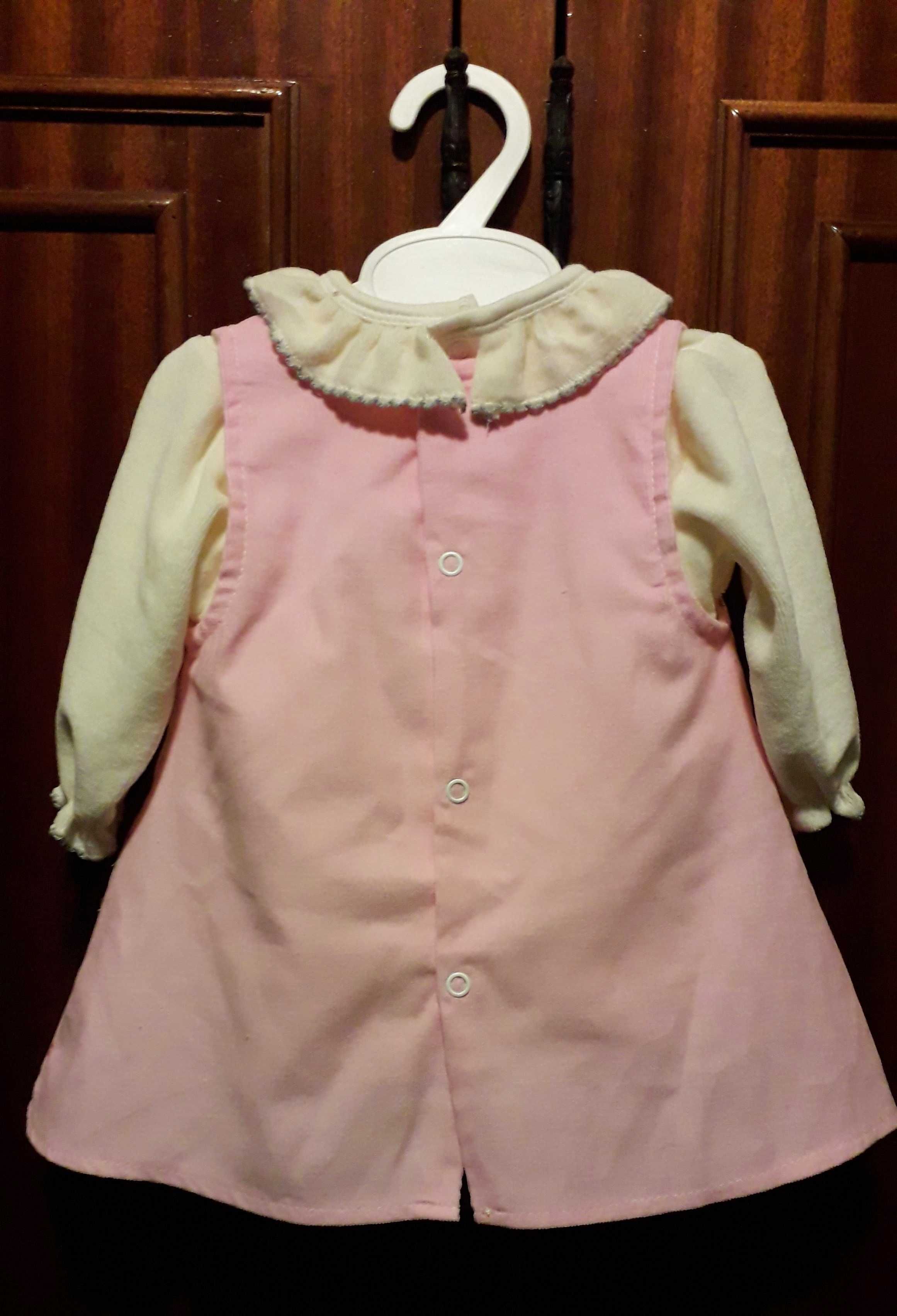 Vestido Cor-de-Rosa + Camisa – 2 meses. Novo!