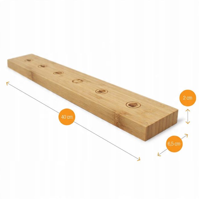 AMAZY Stojak na noże magnetyczny 6,5 cm naturalny bambus