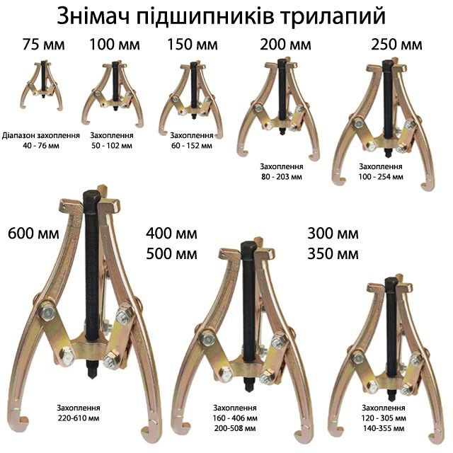 Знімач підшипників 75-600мм трилапий съемник подшипников трехлапый