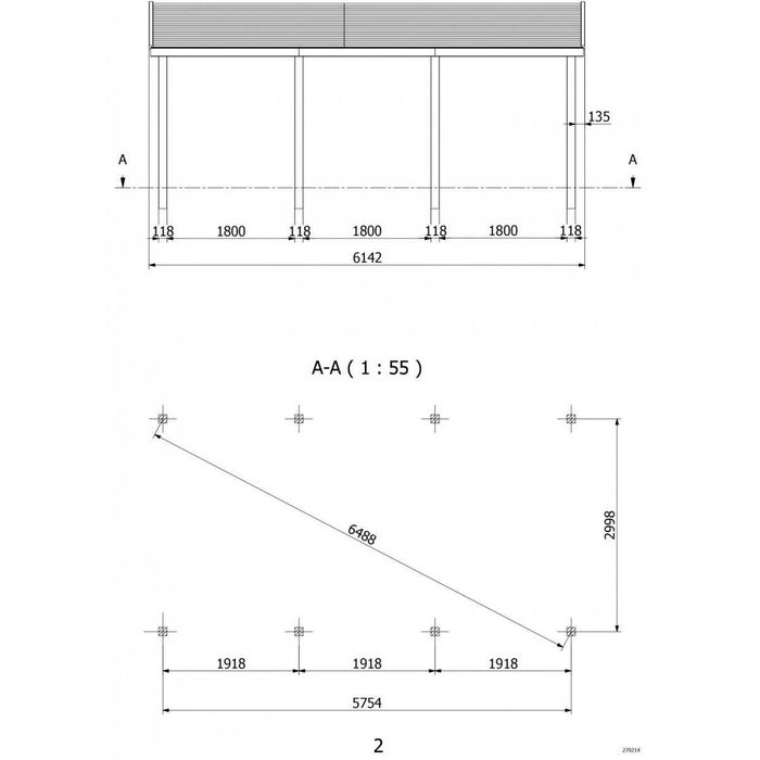 Wiata garażowa drewniana Alaska jednostanowiskowa 614 x 379 cm