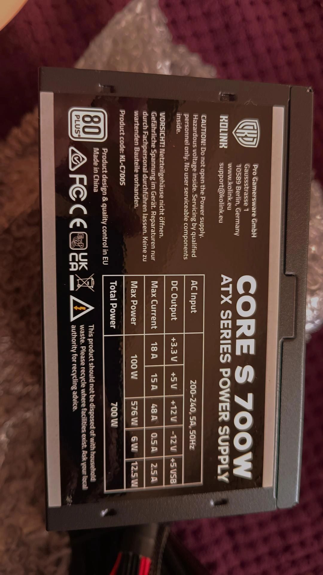 Fonte de alimentação KOLINK CORE - 700 W - 80 PLUS