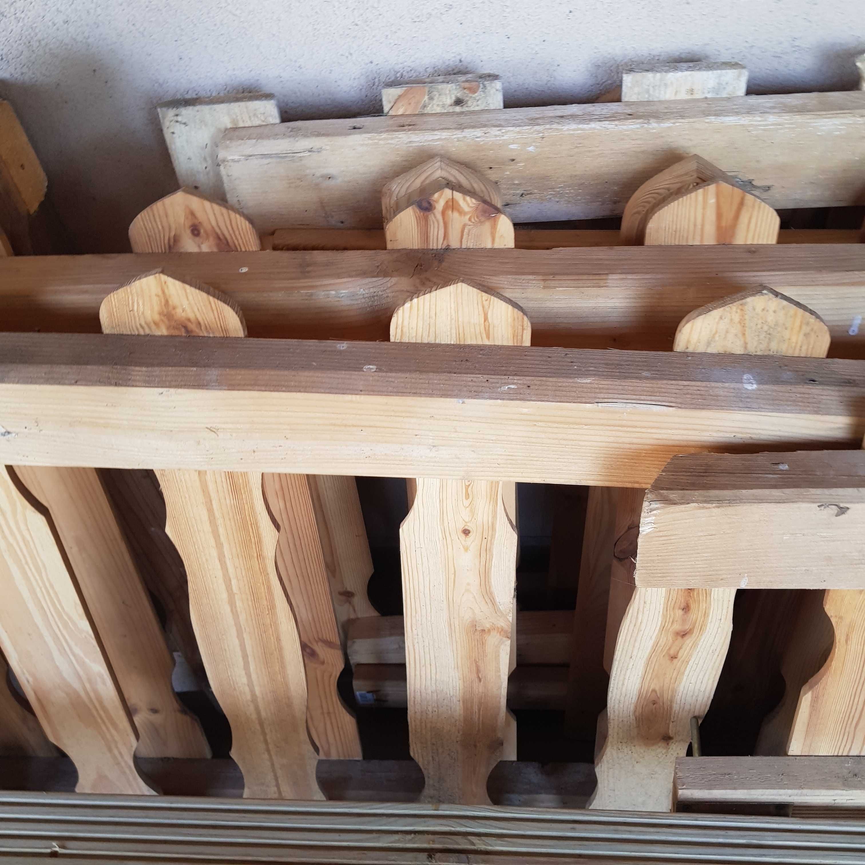 balustrada drewniana, przęsła drewniane, furtka z demontażu