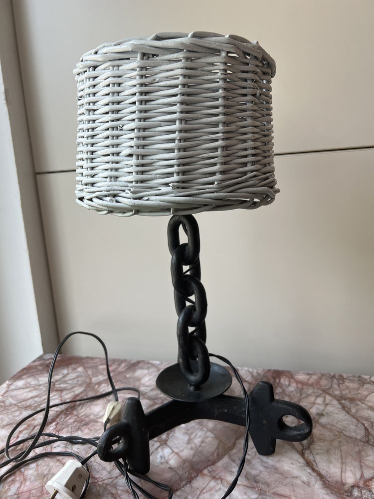 Lampa ręcznie wykonana kotwica żelazna abażur rattan