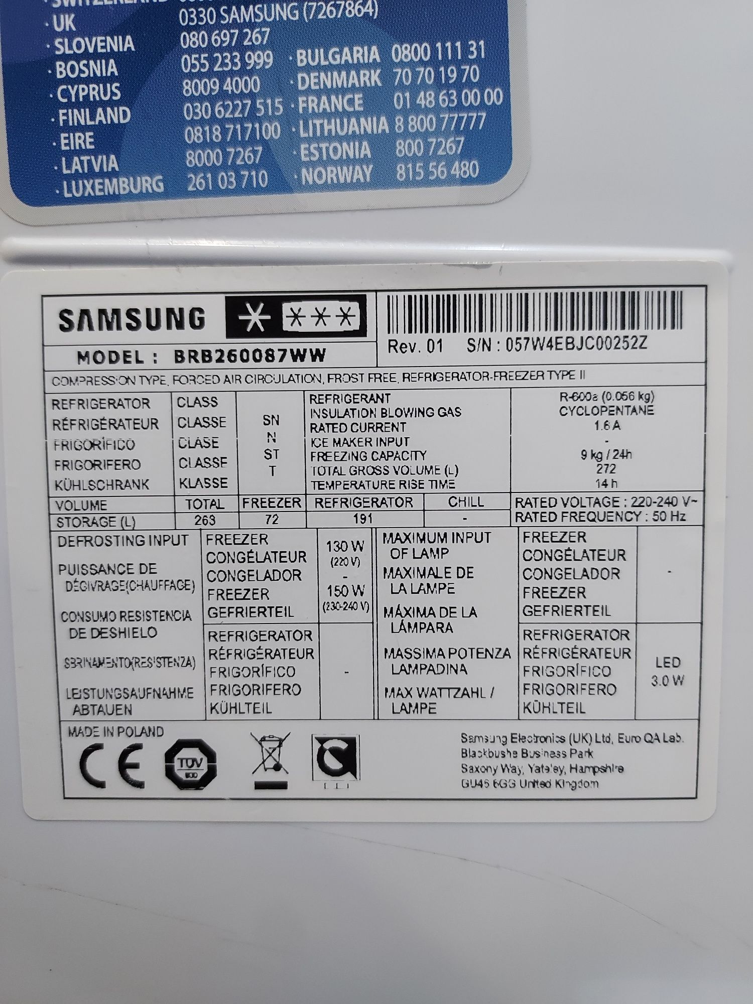 Lodówka Samsung BRB260087WW - pełny No Frost - 177,5cm