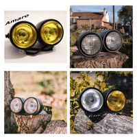 Farol Duplo Para Moto Cafe Racer/Scrambler Com Suporte (4 Modelos)|