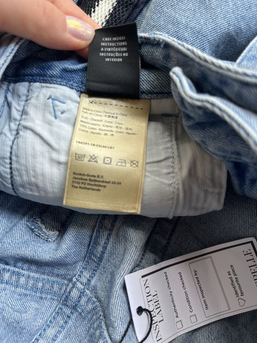 Jeansowe spodenki krótkie z lampasami wysokim stanem scotch & soda 25