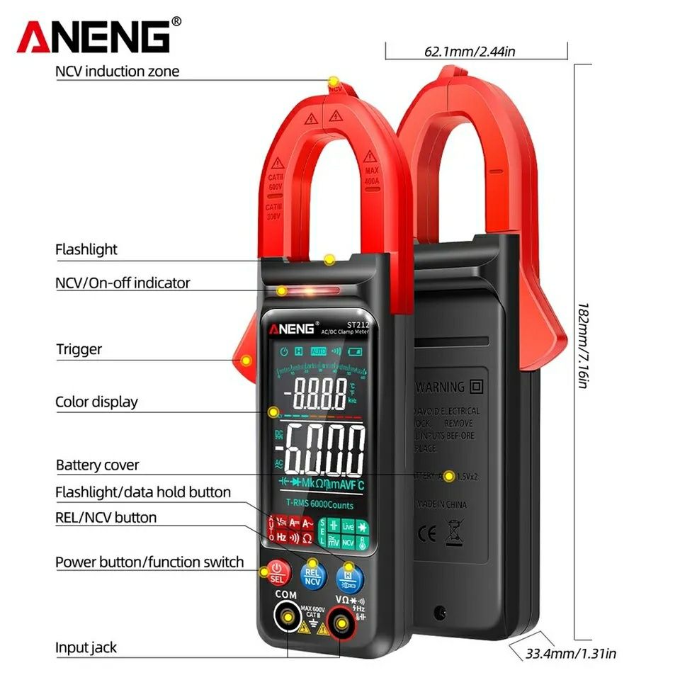 Мультиметр-кліщі Aneng ST-212, ST-213, ToolTop X6 ac/DC Amper