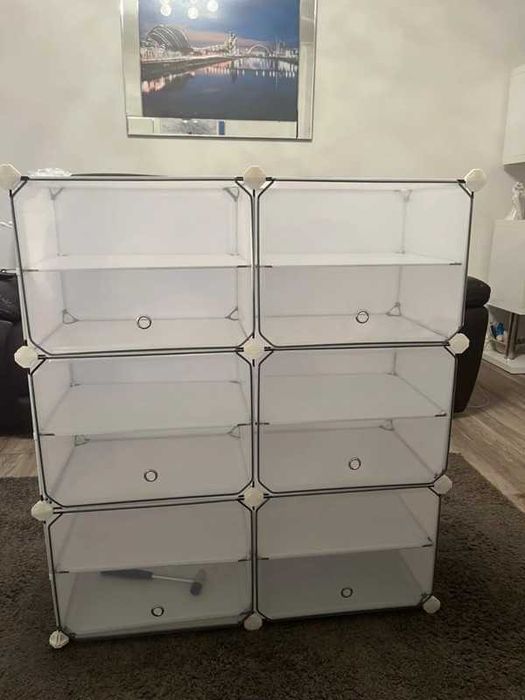 Pudełka do przechowywania modułowe mocne 8 sztuk zamykane białe