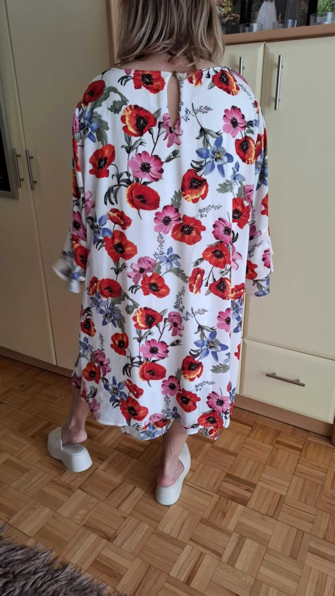 Ładna zwiewna sukienka/kwiaty/lato/impreza Cellbes roz.56-60