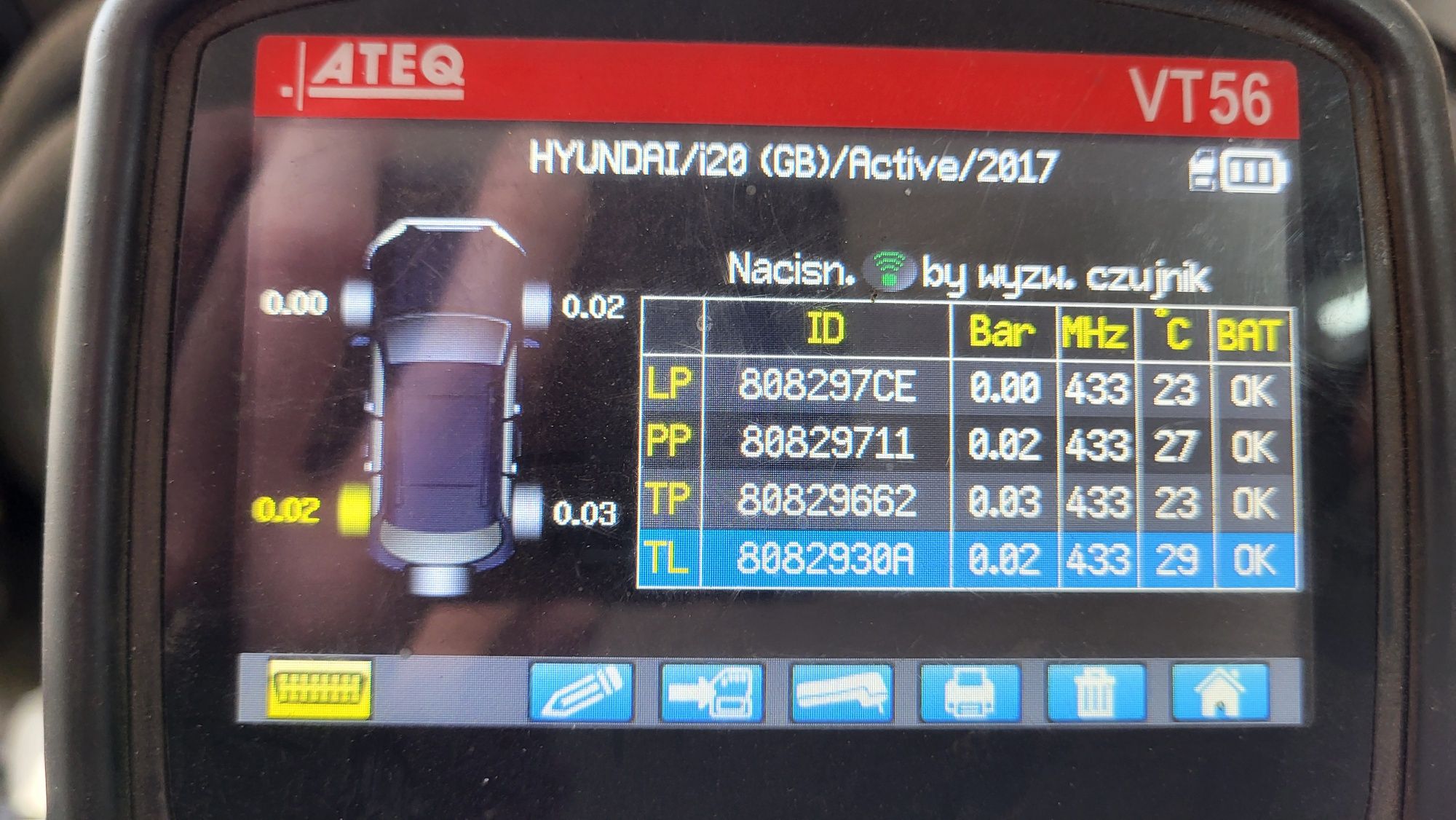 Czujniki ciśnienia opon Hyundai I20