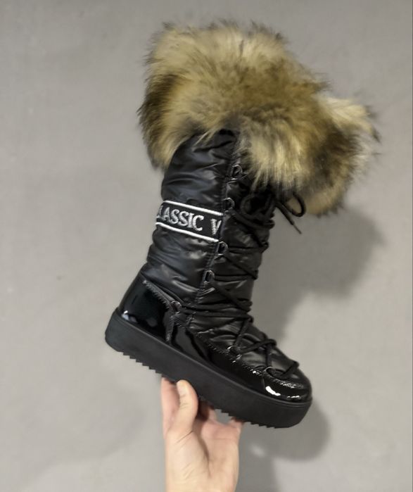 Czarne śniegowce, śniegowce damskie, buty zimowe, kozaki, botki, 36