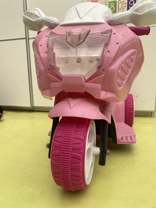 Moto eletrica com 2 velocidades rosa princesa